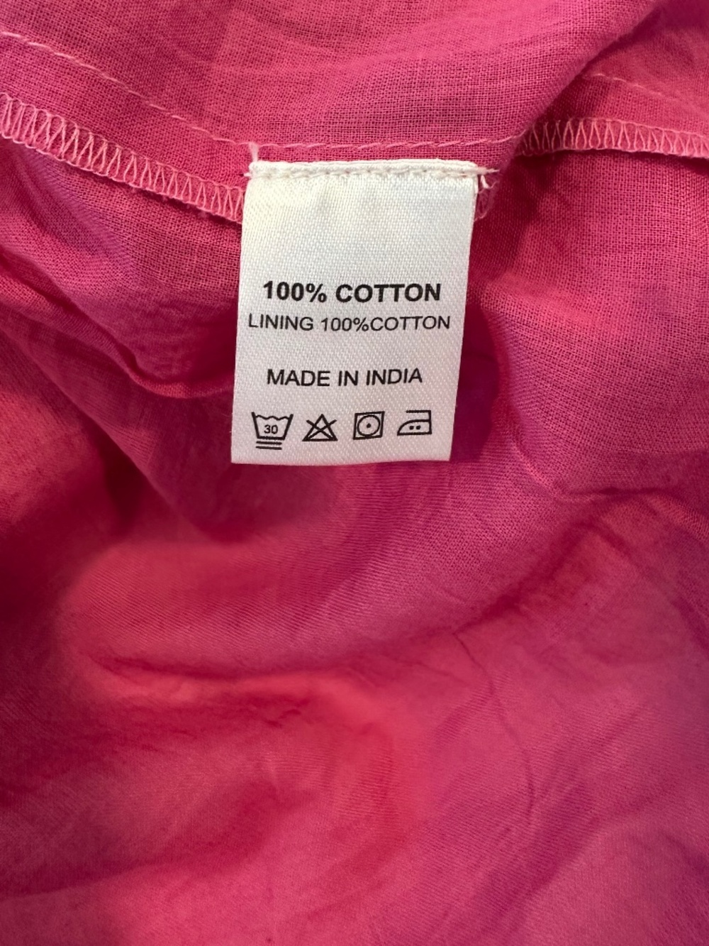 MAREA - Pink Block Print Puff Sleeve Peasant Blouse - Picture 6 of 7